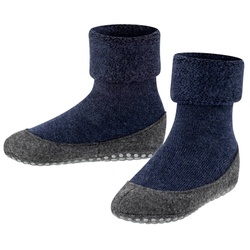 FALKE Kinder Hausschuhe - Cosyshoe, Pantoffeln, Anti-Rutsch, Schurwolle Dunkelblau 31-32