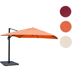 Ampelschirm HWC-A96, Gastronomie Sonnenschirm, 3x3m (√ò4,24m) Polyester/Alu 23kg ~ terracotta mit St√§nder, drehbar