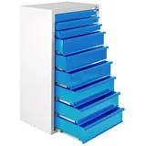 Proregal Schubladenschrank Kobra mit 9 Schubladen HxBxT 120x70x43,5cm | Lichtgrau/Lichtblau