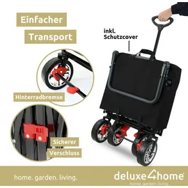 deluxe4home Bollerwagen mit Dach faltbar schwarz/grau