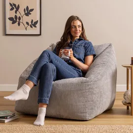 I.C.O.N. icon Sitzsack Sessel für Erwachsene, Grau, Flauschiger Cord Stoff, Riesen Sitzsack Cord mit Füllung, Bean Bag Chair, Bequemer Sessel Wohnzimmer, Hocker, Sitzsäcke, XXL Sitzsäcke