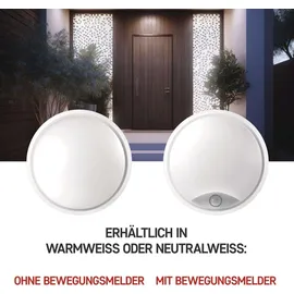 EMOS Außenleuchte Kunststoff rund Ø21,5 cm mit Bewegungsmelder 14 W 1100 lm neutralweiß