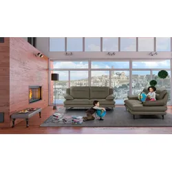 3-Sitzer CALIA ITALIA "Cezanne, italienisches Design trifft erstklassigen Sitzkomfort, Leder", grün (1531 olive), B:215cm H:90cm T:109cm, Sofas, Edles Designsofa in besonders langlebigen & pflegeleichten Lederarten
