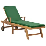 vidaXL Teak Massiv Sonnenliege mit Auflage Verstellbar Gartenliege Holzliege Liege Relaxliege Liegestuhl Strandliege Gartenmöbel Grün