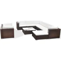 vidaXL Polyrattan Lounge-Set braun inkl. Auflagen 41875