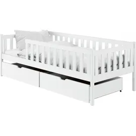 Kids Collective Kinderbett 90x200 mit zwei Schubladen, Rausfallschutz und Lattenrost, Kinder Bett | Sicher & stabil | weitere Größen 80x160, 80x180, 90x190 cm | ... - Weiß