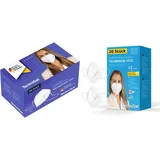 TechniSat TECHNIMASK 200 Community-Maske, 20 Stück & TECHNIMASK FFP2 Maske – 20 Stück CE-zertifizierte Atemschutzmaske (dermatologisch getestet, 5-lagig mit 3x Meltblown-Vlies) Farbe: Weiß