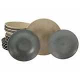CreaTable Teller-Set Catania Mix, 18-teiliges Teller Set aus Steinzeug