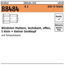 F. REYHER Nchfg. GmbH & Co. KG Sechskantblindnietmutter M 8 /0,5 -3,0 A 2 250 Stück