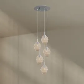 s.luce Echos 5-flg. Ø 60 cm rund Glas, Weiß