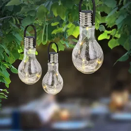 GLOBO Solarleuchte Edelstahl Glas Dämmerungssensor spritzwassergeschützt silber