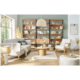 miliboo Rechteckiger beigefarbener Teppich aus Jute und gewebter Baumwolle L140 x B200 EFFIA
