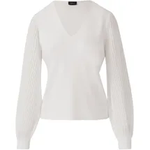 s.Oliver Feinstrickpullover mit V-Ausschnitt und semitransparenten Ärmeln Beige 48