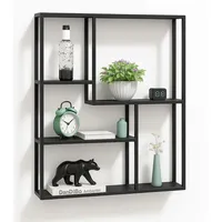 DanDiBo Ambiente DanDiBo Wandregal Schwarz Metall 90x75x20 cm 96635