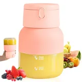 Mini Tragbarer Mixer, WASAGA 500 ml Entsafterflasche mit Auslaufsicherem Deckel und Schluckauslauf, 10 Klingen Smoothie Maker für das Büro im Fitnessstudio in der Küche (Rosa)