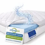 Pillows24 - Topper 180x200cm aus Kaltschaum - 6cm hoch - Matratzentopper mit abnehmbarem Bezug & rutschfester Unterseite | EU - Weiß