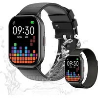 Valdus Smartwatch Herren & Damen 2,01 Zoll Fitness-Tracker mit Telefonfunktion, IP68 wasserdicht, Herzfrequenz, GPS & Schrittzähler – Schwarz - Schwarz