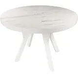 Marmor Weißer runder Klapptisch 100/200 cm - Weiß