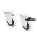 Wagner System WAGNER Design - 3C - / Apparaterollen / Möbelrollen 2tlg. Set, weiß, 1 Rolle ohne u. 1 mit Feststeller, Softlauffläche, Durchmesser 75 mm, Kugellager, Tragkraft 75 kg / Rolle – 02227602
