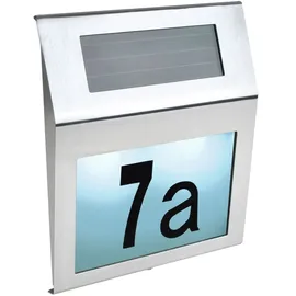 izoxis Solar-Hausnummer 2 LEDs Dämmerungssensor Personalierbar für Außen Silbern 24357