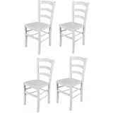 t m c s Tommychairs - 4er Set Stühle Venezia für Küche und Esszimmer, Robuste Struktur aus lackiertem Buchenholz im Farbton Weiss (deckend) und Sitzfläche aus Holz
