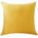 Stretch Kissenbezug 80x80 40x80 Sofa Kissenbezüge 90x90,Kord Zierkissenbezug Dekokissen Sofakissen Bezug Groß Kissenhülle Dekorative Weiche Zierkissenbezüge Kissen Bezug(Yellow,80x80 cm (1pc))