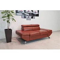 Quattro Meble Echtleder 2 er Sofa Varsovia Breite 180 cm mit einstellbaren Kopfstützen Ledersofa Echt Leder Couch Leder Tabac und viele Farben