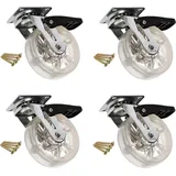KOTARBAU® 4er Set Transparente Möbelrolle Ø 75 mm mit Bremse für alle Bodenarten Lenkrolle Gummirolle Transportrolle Sofarolle Schieberolle Wer...