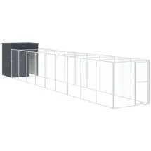 vidaXL Hundehütte mit Auslauf 165 x 1067 x 181 cm Stahl Anthrazit