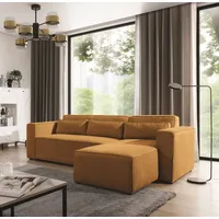 Fun Möbel Ecksofa Schlafsofa WALDO Stoff Poso Senfgelb Ottomane