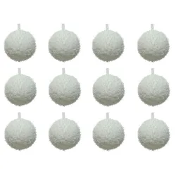 Weihnachtskugeln 8cm Kunststoff Eis Glitzer Frost Effekt Christbaumkugeln weiß