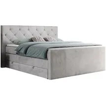 MKS boxspringbett KING VELEN 160/200 Hellgrau Velvet - H3