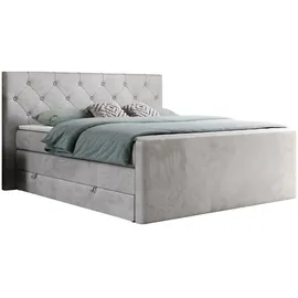 MKS boxspringbett KING VELEN 160/200 Hellgrau Velvet - H3