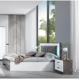 Xlmoebel Schlafzimmer-Set Dreiteiliges Schlafzimmer-Set mit Bett und zwei Nachttischen im, (3tlg. SCHLAFZIMMER SET (Bett+2 Nachttische), Hergestellt in Europa weiß