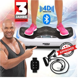 Miweba Sports Vibrationsplatte MV300, 4D-Wave-Vibration, Fernbedienung, Bluetooth, 16 Stufen, LED (Weiß)