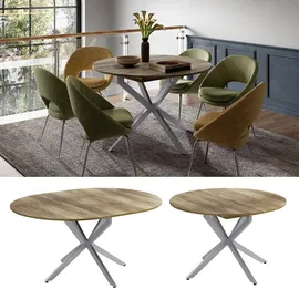Vicco Esstisch Loyd, Eiche rustikal Grau 120 x 76.5 cm ausziehbar