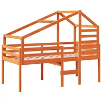 VidaXL Hochbett mit Dach Wachsbraun 90x190 cm Massivholz Kiefer