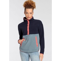 Polarino Fleecepullover, mit Colourblocking-Optik, mit Kängurutasche, aus Fleecestoff, Gr. 44/46, navy, , 62352666-44