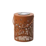 MARELIDA LED Solar Laterne Blumenwiese Rostoptik 18cm Deko Solarleuchte mit Blumenmuster