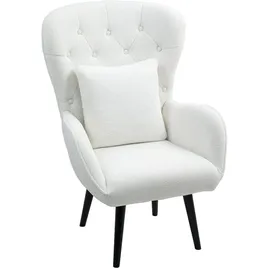 Homcom Sessel mit Holzbeine, Diamanttufting-rücken, Relaxsessel für Wohnzimmer, Schlafzimmer, Weiß