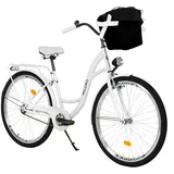 MILORD Damenfahrrad Citybike Komfort Mit Metallkorb Vintage Fahrrad, 26, 28 Zoll, 1-Gang (Weiss, 28 Zoll)