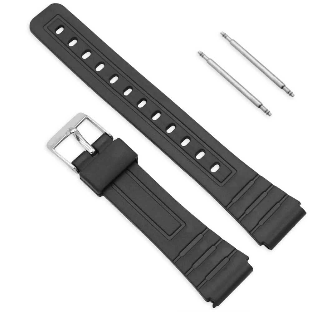 OcioDual Uhrenband Kompatibel mit Casio F91W F-91W Schwarz Harz Metallschnalle mit 2 Pins Uhrenarmbänder Uhrenarmband