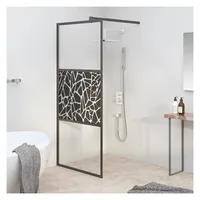 vidaXL Duschwand für Walk-In Dusche 80x195 cm ESG Steindesign Schwarz