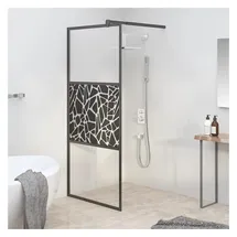 vidaXL Duschwand für Walk-In Dusche 80x195 cm ESG Steindesign Schwarz