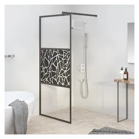 vidaXL Duschwand für Walk-In Dusche 80x195 cm ESG Steindesign Schwarz