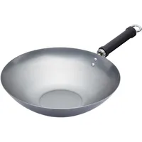 KitchenCraft World of Flavours Unbeschichteter Wok für Induktionsherd, Chinesisches Design, 30 cm