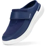 FitVille Extra Weit Hausschuhe Herren Senioren Slipper mit Klettverschluss Männer Pantoffeln Marineblau 48 EU Weit - 48 EU Weit