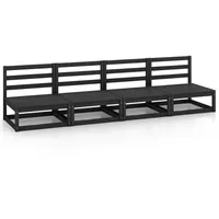 vidaXL Outdoor-Sofa 4-Sitzer Schwarz Massivholz Kiefer