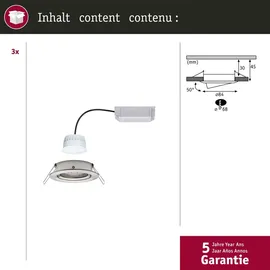 Paulmann LED Einbauleuchte 3er Set Nova Plus Coin 3x5,2W rund Eisen gebürstet