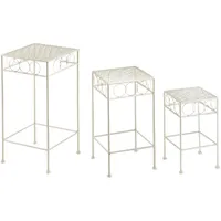 Locker Blumenhocker 3er-Set, eckig aus Metall, antique cream, bunt